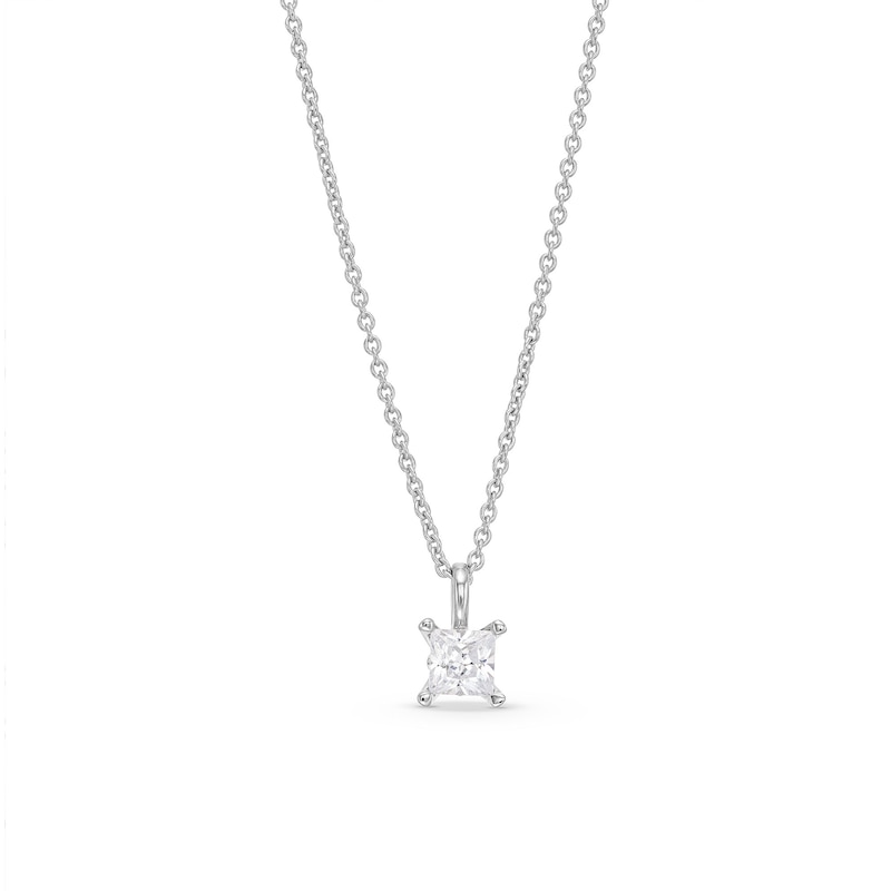 Trouvaille Collection CT. DeBeers®-Graded Princess-Cut Diamond Solitaire Pendant in 14K White Gold (F/I1)|Peoples Jewellers