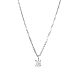 Trouvaille Collection 0.20 CT. DeBeers®-Graded Princess-Cut Diamond Solitaire Pendant in 14K White Gold (F/I1)