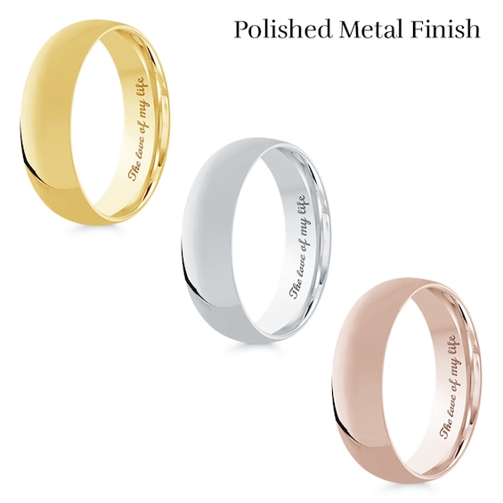 Men's Engravable 6.0mm Band in 10K Gold (1 Line