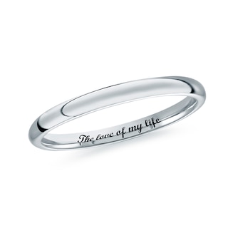 Men's Engravable 2.0mm Band in 10K White Gold (1 Line)