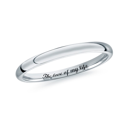 Men's Engravable 2.0mm Band in 10K White Gold (1 Line)