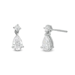 Trouvaille Collection 0.75 CT. T.W. DeBeers®-Graded Pear and Round-Cut Diamond Drop Earrings in 14K White Gold (F/I1)