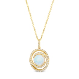 EFFY™ Collection Opal and 0.23 CT. T.W. Diamond Swirl Frame Pendant in 14K Gold