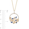 EFFY™ Collection Blue Sapphire and 0.29 CT. T.W. Diamond Leaves Pendant in 14K Gold