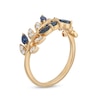 EFFY™ Collection Blue Sapphire and 0.18 CT. T.W. Diamond Leaves Ring in 14K Gold