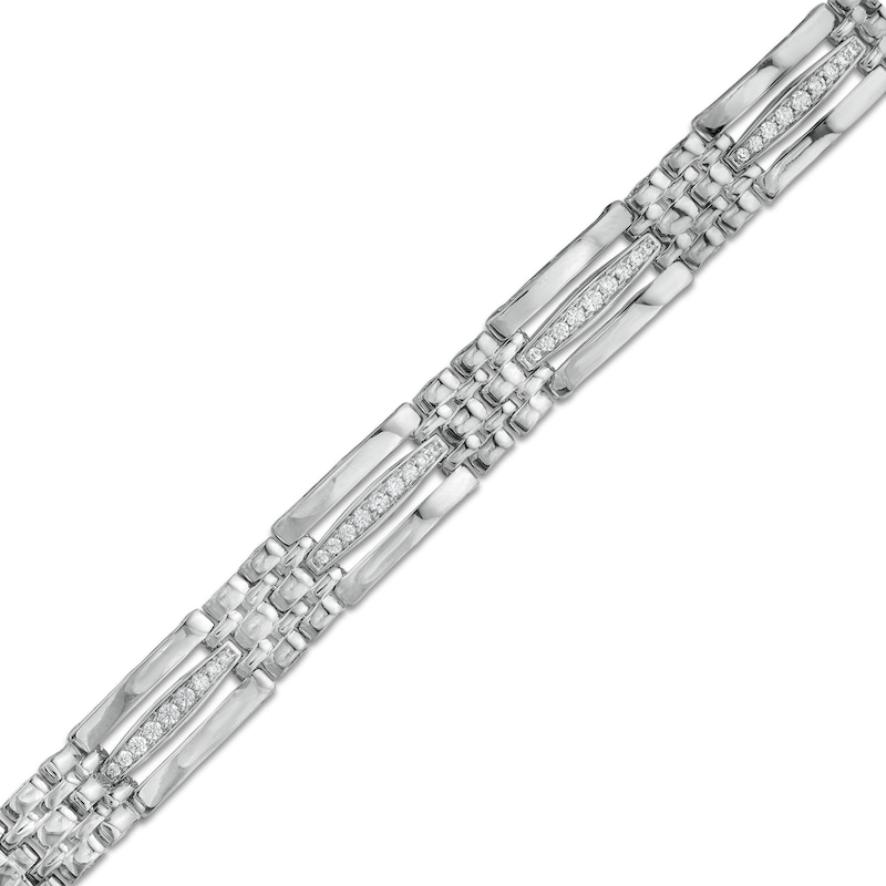 Men's 1.00 CT. T.W. Diamond Elongated Link Bracelet in 10K White Gold - 8.25"|Peoples Jewellers