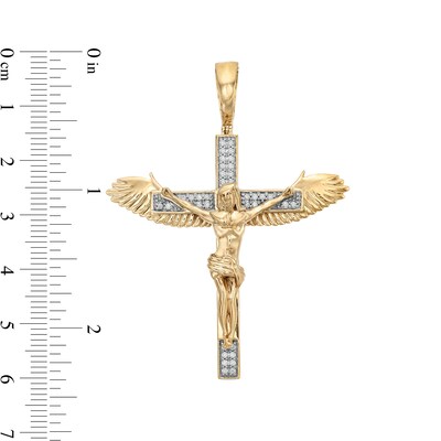 Men's 0.25 CT. T.W. Certified Lab-Created Diamond Winged Crucifix Necklace Charm in 10K Gold (F/SI2)