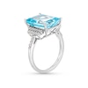 Thumbnail Image 2 of Emerald-Cut Blue Topaz and White Lab-Created Sapphire Ring in Sterling Silver