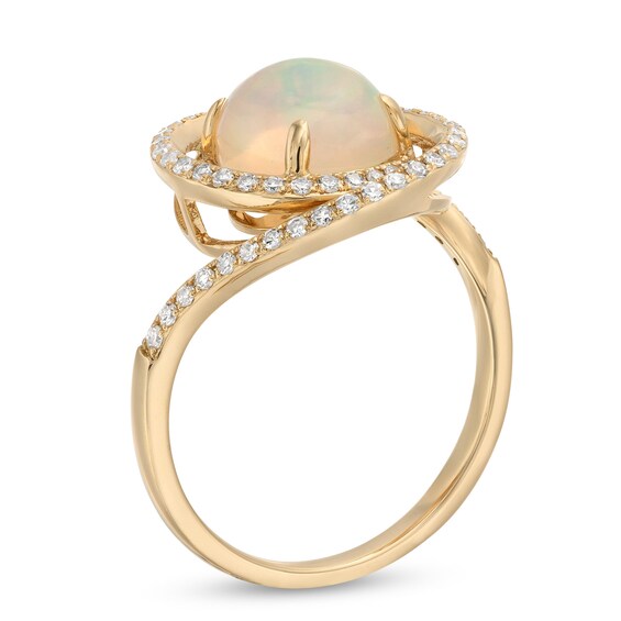 EFFY™ Collection Opal and 0.23 CT. T.W. Diamond Swirl Ring in 14K Gold