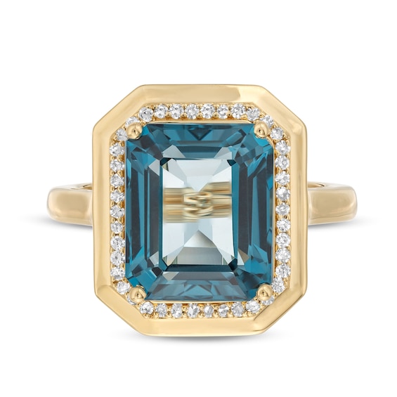 EFFY™ Collection London Blue Topaz and 0.14 CT. T.W. Diamond Ring in 14K Gold