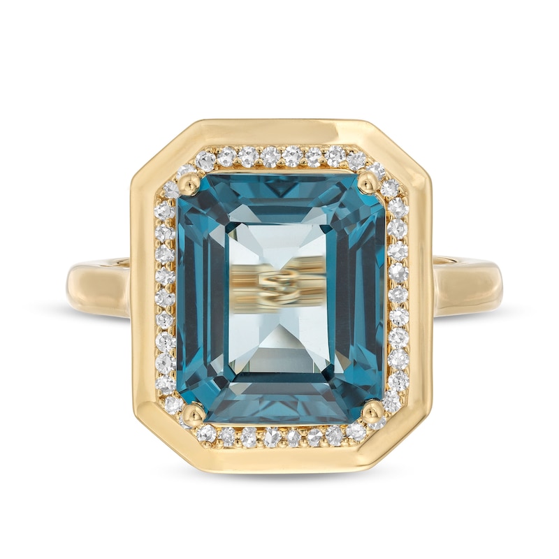 EFFY™ Collection London Blue Topaz and 0.14 CT. T.W. Diamond Ring in 14K Gold|Peoples Jewellers