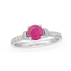 Thumbnail Image 0 of Certified Ruby and 0.25 CT. T.W. Diamond Engagement Ring in 14K White Gold