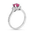 Certified Ruby and 0.25 CT. T.W. Diamond Engagement Ring in 14K White Gold