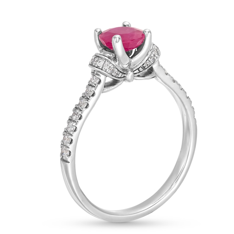 Certified Ruby and 0.25 CT. T.W. Diamond Engagement Ring in 14K White Gold|Peoples Jewellers