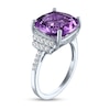 Thumbnail Image 2 of Cushion-Cut Amethyst and White Lab-Created Sapphire Ring in Sterling Silver