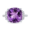 Thumbnail Image 3 of Cushion-Cut Amethyst and White Lab-Created Sapphire Ring in Sterling Silver