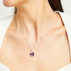 Thumbnail Image 2 of Cushion-Cut Amethyst and White Lab-Created Sapphire Pendant in Sterling Silver