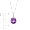 Thumbnail Image 3 of Cushion-Cut Amethyst and White Lab-Created Sapphire Pendant in Sterling Silver