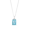 Thumbnail Image 0 of Emerald-Cut Blue Topaz and White Lab-Created Sapphire Pendant in Sterling Silver