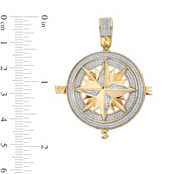 Men's 1.00 CT. T.W. Diamond North Star Compass Necklace Charm in 10K Gold