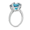 EFFY™ Collection London Blue Topaz and CT. T.W. Diamond Swirl Ring in 14K White Gold