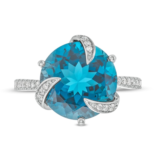 EFFY™ Collection London Blue Topaz and CT. T.W. Diamond Swirl Ring in 14K White Gold