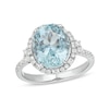 Thumbnail Image 1 of EFFY™ Collection Oval Aquamarine and 0.45 CT. T.W. Diamond Frame Ring in 14K White Gold