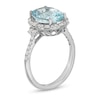 Thumbnail Image 3 of EFFY™ Collection Oval Aquamarine and 0.45 CT. T.W. Diamond Frame Ring in 14K White Gold