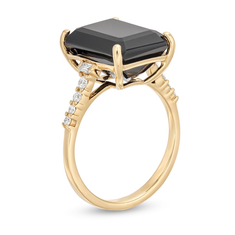 EFFY™ Collection Black Onyx and 0.18 CT. T.W. Diamond Ring in 14K Gold|Peoples Jewellers