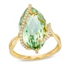 Thumbnail Image 1 of EFFY™ Collection Marquise Green Amethyst and 0.085 CT. T.W. Diamond Swirl Ring in 14K Gold