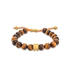Thumbnail Image 0 of Men's Tiger's Eye Bead Adjustable Bracelet with Yellow Ion-Plated Stainless Steel