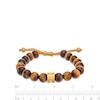 Thumbnail Image 2 of Men's Tiger's Eye Bead Adjustable Bracelet with Yellow Ion-Plated Stainless Steel