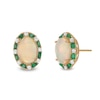 EFFY™ Collection Oval Opal, Emerald and 0.37 CT. T.W. Diamond Frame Earrings in 14K Gold