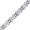 Thumbnail Image 0 of Men's Blue Sapphire and 1.50 CT. T.W. Diamond Link Bracelet in Sterling Silver