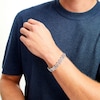 Thumbnail Image 1 of Men's Blue Sapphire and 1.50 CT. T.W. Diamond Link Bracelet in Sterling Silver