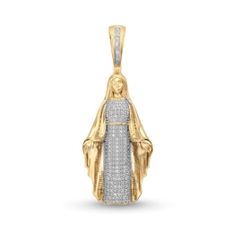 Men's 0.20 CT. T.W. Diamond 3D Virgin Mary Charm in 10K Gold