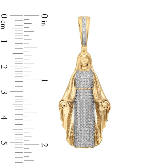 Men's 0.20 CT. T.W. Diamond 3D Virgin Mary Charm in 10K Gold