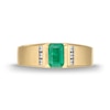 Thumbnail Image 3 of Men's Emerald-Cut Emerald and 0.12 CT. T.W. Diamond Collar Ring in 10K Gold