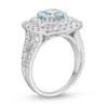 Thumbnail Image 2 of Aquamarine and 1.50 CT. T.W. Certified Lab-Created Diamond Cushion Frame Ring in 10K White Gold (F/SI2)