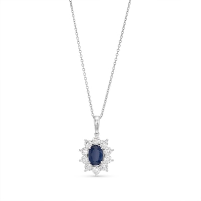 0.75 CT. T.W. Certified Lab-Created Diamond and Sapphire Frame Pendant in 10K White Gold (F/SI2)