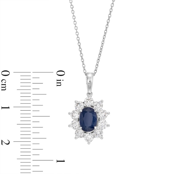 0.75 CT. T.W. Certified Lab-Created Diamond and Sapphire Frame Pendant in 10K White Gold (F/SI2)