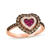 Le Vian® Passion Ruby™ and 0.50 CT. T.W. Diamond Heart Ring in 14K Strawberry Gold™