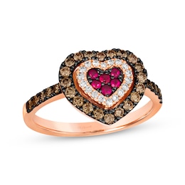 Le Vian® Passion Ruby™ and 0.50 CT. T.W. Diamond Heart Ring in 14K Strawberry Gold™