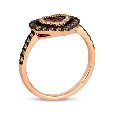 Le Vian® Passion Ruby™ and 0.50 CT. T.W. Diamond Heart Ring in 14K Strawberry Gold™