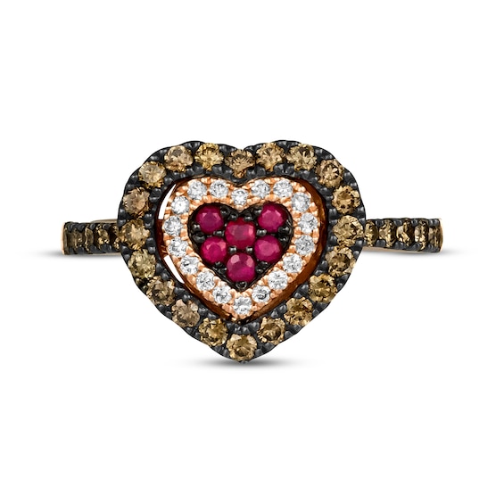 Le Vian® Passion Ruby™ and 0.50 CT. T.W. Diamond Heart Ring in 14K Strawberry Gold™