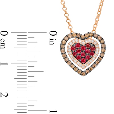 Le Vian® Passion Ruby™ and 0.38 CT. T.W. Diamond Heart Pendant in 14K Strawberry Gold™