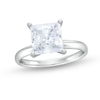 3.00 CT. Princess-Cut Certified Diamond Solitaire Engagement Ring in 14K White Gold (I/I2)