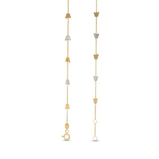 Butterfly Station Anklet in Solid 10K Two Tone Gold - 9.5"