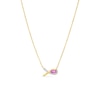 Pink Lab-Created Sapphire and Diamond Accent Awareness Ribbon Necklace in 10K Gold