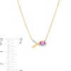 Pink Lab-Created Sapphire and Diamond Accent Awareness Ribbon Necklace in 10K Gold